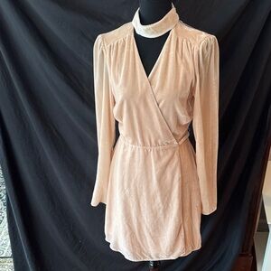 Wayf Blush Long Sleeve Wrap Dress